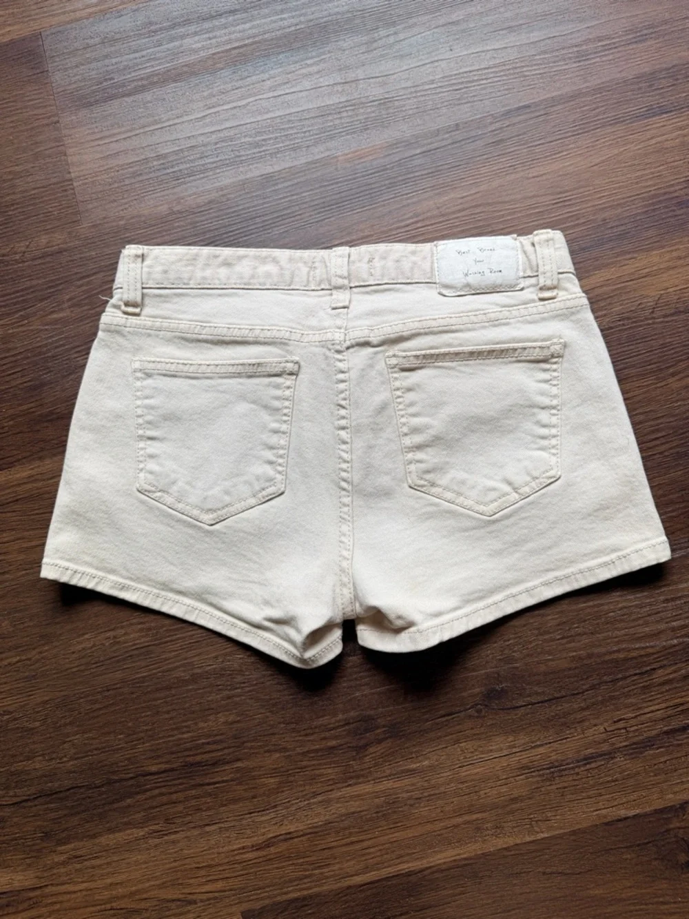 Washing Room 100% Cotton Cream Denim Jean Shorts - Low Rise Summer Staple